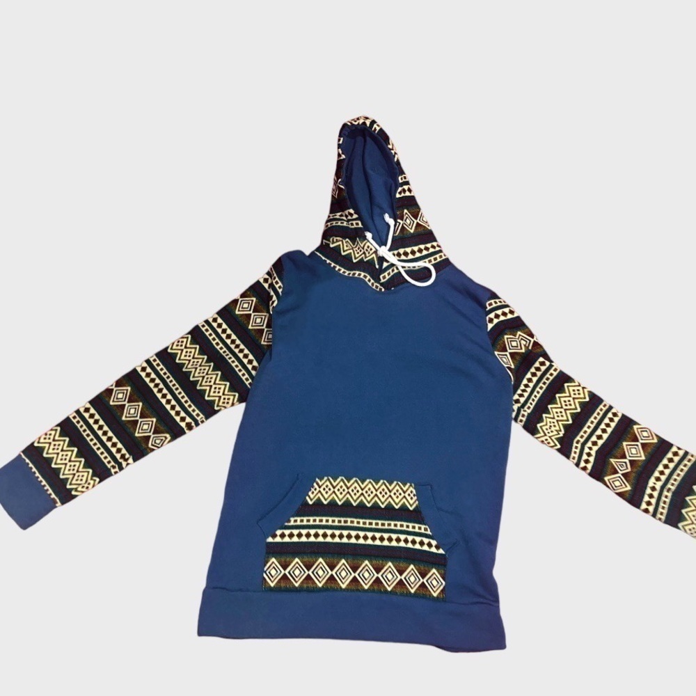 Aztec Hoodie Wool Colorful Vintage Woven - Picture 2 of 7